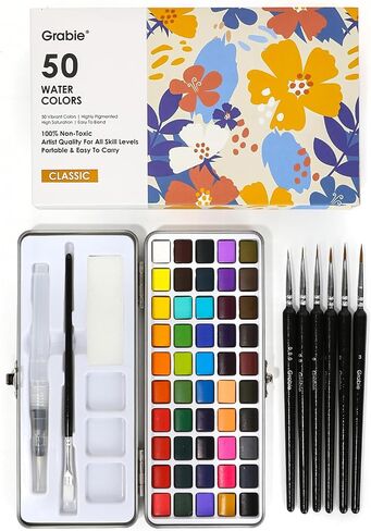 Grabie Watercolor Paint Set of 100 Color with Brush Pens in Saudi Arabia