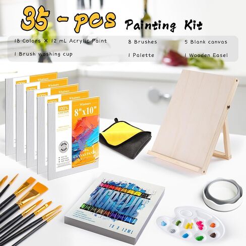 Paint Set for Kids & Adults with 18 Acrylic Paints,Canvas & Easel in Saudi Arabia