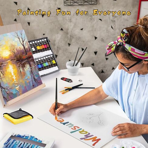 Paint Set for Kids & Adults with 18 Acrylic Paints,Canvas & Easel in Saudi Arabia