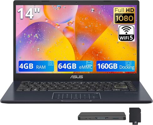 ASUS Chromebook CX1, 14" Full HD NanoEdge Display, Intel Celeron N3350 Processor, 64GB eMMC, 4GB RAM, Chrome OS, Transparent Silver, CX1400CNA-AS44FV in Kuwait