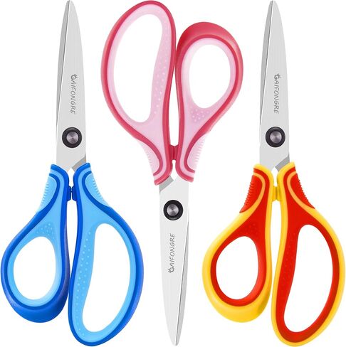 7" Real Left-Handed Kids Scissors Ages 8+ for School, Pointed Tip, 3-Pack in Saudi Arabia