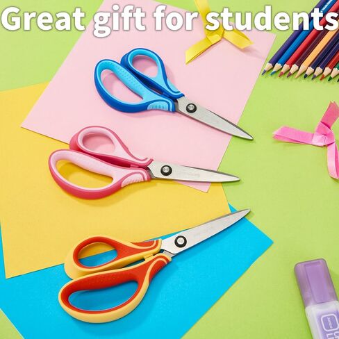 7" Real Left-Handed Kids Scissors Ages 8+ for School, Pointed Tip, 3-Pack in Saudi Arabia