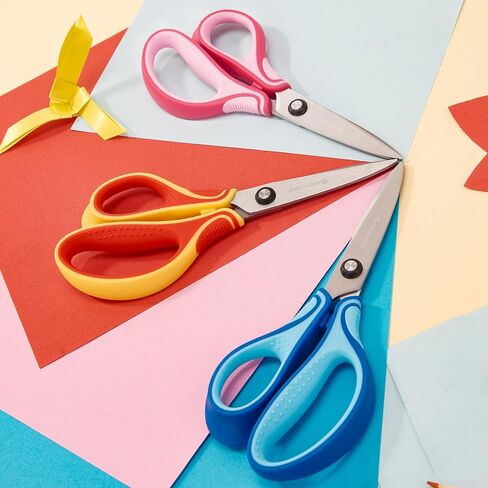7" Real Left-Handed Kids Scissors Ages 8+ for School, Pointed Tip, 3-Pack in Saudi Arabia