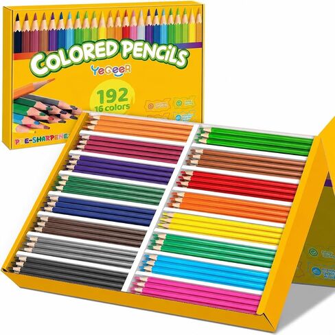 YEGEER 288 Count Colored Pencils Bulk, 16 Assorted Colors, Pre-sharpened Coloring Pencils Set for Kids and Adult, Teachers Essential Classroom Prizes, Back to School Supplies in Saudi Arabia