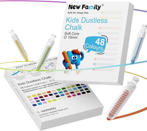 NewFamily Dustless Chalk for Kids, Colored Sidewalk Chalk With Holder,Non-Toxic Washable Toddlers Chalks Drawing Writing for Outdoor Art Play,Blackboard(12 Pcs) in Saudi Arabia
