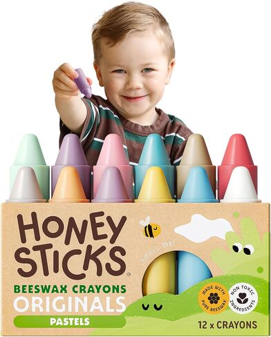 Honeysticks 100% Pure Beeswax Crayons (12 Pack) - for Baby 1+, Toddlers 1-3 in Saudi Arabia