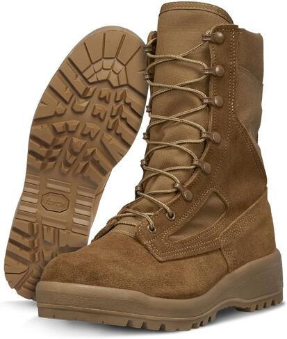 Belleville C390 8 Inch Hot-Weather Combat Boots for Men - Active-Duty Army OCP ACU Coyote Brown Leather with Abrasion-Resistant Nylon and Traction Outsole; Berry Compliant in Saudi Arabia