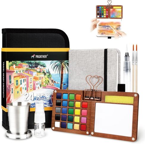Pagather Travel Watercolor Paint Set, 24 Colors Mini Portable Pocket Kit in Saudi Arabia