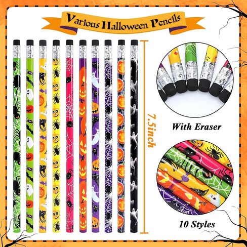 50Pcs Halloween Pencils Kids with Erasers for Halloween Gifts Party Favors in Saudi Arabia