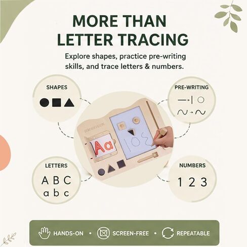 Wooden Magnetic Writing Board for Kids, ABC & Numbers, Ages 3+ in Kuwait