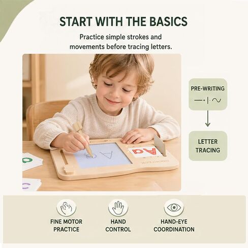 Wooden Magnetic Writing Board for Kids, ABC & Numbers, Ages 3+ in Kuwait