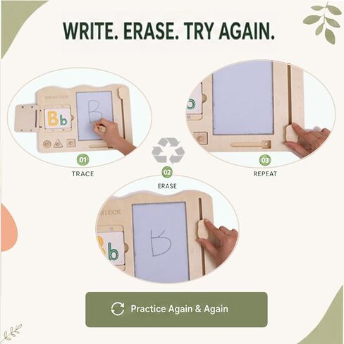Wooden Magnetic Writing Board for Kids, ABC & Numbers, Ages 3+ in Kuwait