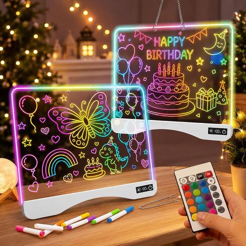 16.5" LED Drawing Board with Remote Control, Birthday Gifts for 3 4 5 6 7 8-12 Year Old Girl Boy Toys, Acrylic Light Up Board with 17 Colors & 5 Dynamic Effects, Stand or Hang Display in Saudi Arabia