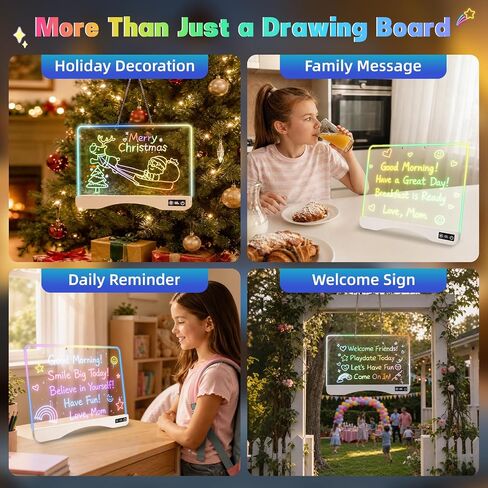 16.5" LED Drawing Board with Remote Control, Birthday Gifts for 3 4 5 6 7 8-12 Year Old Girl Boy Toys, Acrylic Light Up Board with 17 Colors & 5 Dynamic Effects, Stand or Hang Display in Saudi Arabia