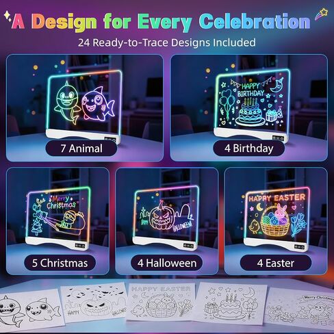16.5" LED Drawing Board with Remote Control, Birthday Gifts for 3 4 5 6 7 8-12 Year Old Girl Boy Toys, Acrylic Light Up Board with 17 Colors & 5 Dynamic Effects, Stand or Hang Display in Saudi Arabia
