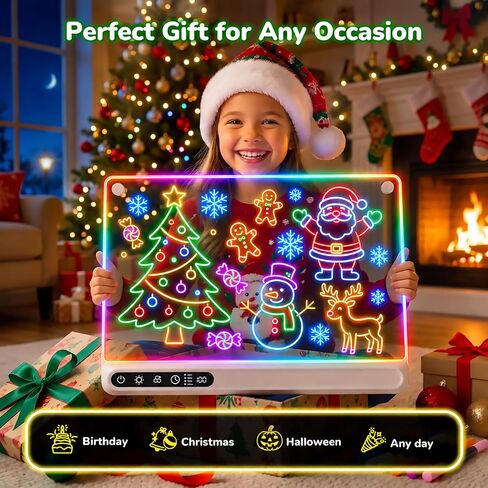 17.5" Rechargeable LED Drawing Board, 14 Color Light Effects & 8 Markers in Kuwait