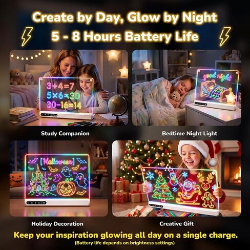 17.5" Rechargeable LED Drawing Board, 14 Color Light Effects & 8 Markers in Kuwait