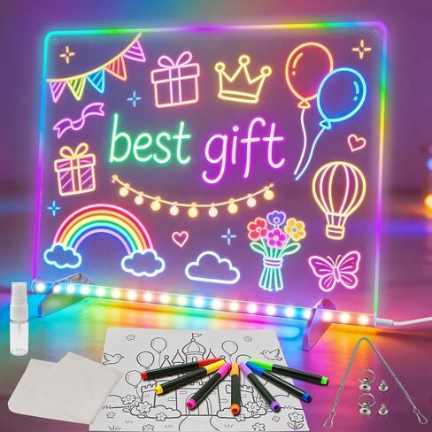 Signsxcel Led Note Board with Colors,16''Drawing Tablet,6 Modes & 8 Colors Light Up Drawing Board,Kids Toy with 13 Light Effects,Birthday Holiday Day Gifts for Girls & Boys Age 3+（White） in Saudi Arabia