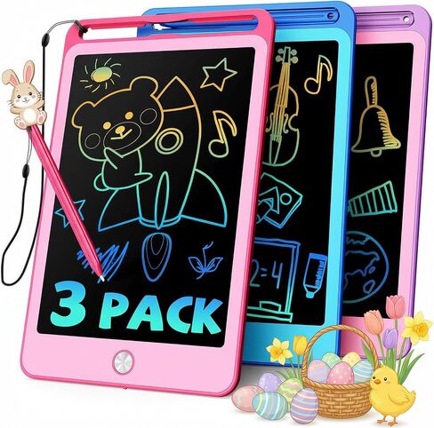 tekfun 2 حزمة كمبيوتر لوحي للكتابة LCD للأطفال، 10 بوصة أزرق + وردي لوحة رسم لوحة رسم قابلة لإعادة الاستخدام مع حبل، ألعاب تعليمية للأطفال الصغار هدية عيد ميلاد للأولاد والبنات من عمر 3-12 عامًا in Kuwait