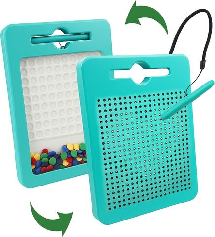2-in-1 Double-Sided Magnetic Drawing Board for Kids & Toddlers Magnet Doodle Board with Beads, Magnetic Dot Art Toys, Road Trip Car Activities for Kids in Kuwait