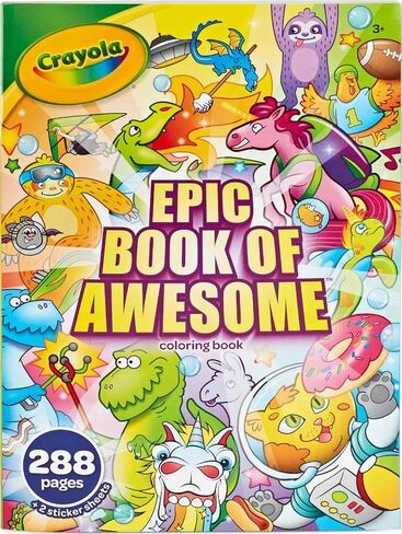 Crayola Epic Book of Awesome Coloring Book (288pgs), Animal Coloring Pages, Glitter Stickers, Travel Activity, Gift for Kids, Ages 3+ in Kuwait