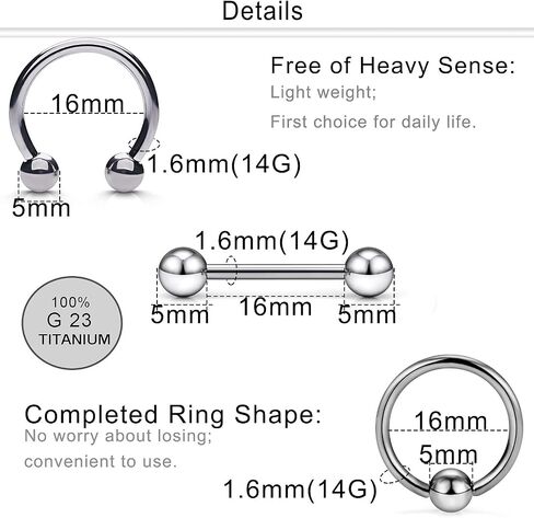Dyknasz G23 Implant Grade Solid Titanium Externally Threaded Nipple Rings Hoop Straight Barbell Nipple Shield Piercing Jewelry for Women Men in Kuwait