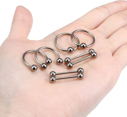 Dyknasz G23 Implant Grade Solid Titanium Externally Threaded Nipple Rings Hoop Straight Barbell Nipple Shield Piercing Jewelry for Women Men in Kuwait
