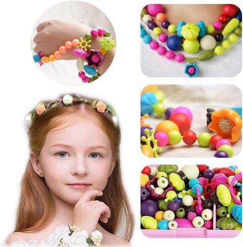 Snap Pop Beads Jewelry Kit for Girls – 350PCS Insect DIY Bracelet Making Toy with Butterfly, Ladybug, Dragonfly – No Mess Craft Birthday Gift Age 4–8 – Crafts Kits with Storage Box in Kuwait