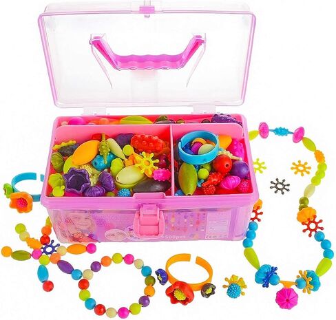 Snap Pop Beads Jewelry Kit for Girls – 350PCS Insect DIY Bracelet Making Toy with Butterfly, Ladybug, Dragonfly – No Mess Craft Birthday Gift Age 4–8 – Crafts Kits with Storage Box in Kuwait