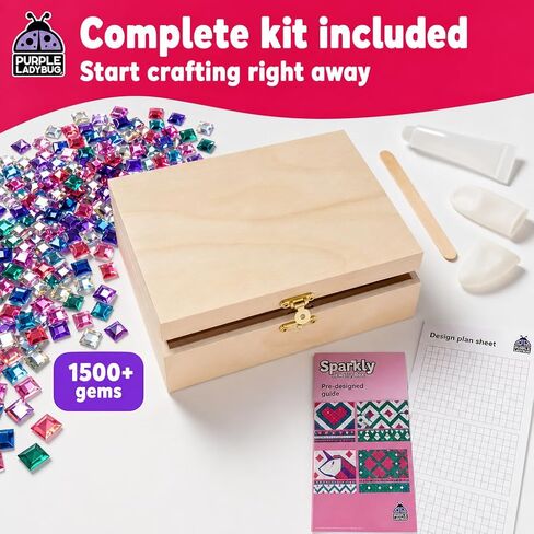 Jewelry Box Craft Kit for Girls Ages 8-12 - DIY Gem Mosaic Arts and Crafts in Saudi Arabia