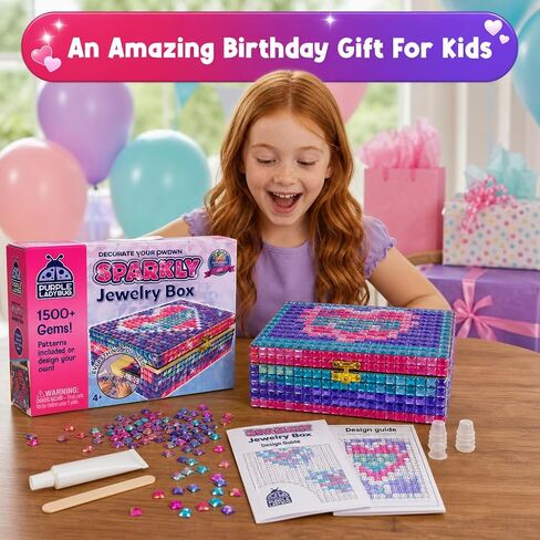Jewelry Box Craft Kit for Girls Ages 8-12 - DIY Gem Mosaic Arts and Crafts in Saudi Arabia