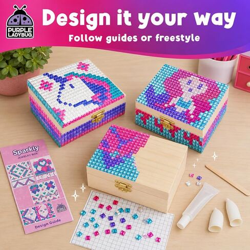 Jewelry Box Craft Kit for Girls Ages 8-12 - DIY Gem Mosaic Arts and Crafts in Saudi Arabia