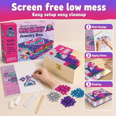 Jewelry Box Craft Kit for Girls Ages 8-12 - DIY Gem Mosaic Arts and Crafts in Saudi Arabia