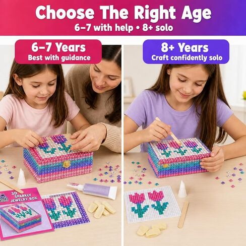 Jewelry Box Craft Kit for Girls Ages 8-12 - DIY Gem Mosaic Arts and Crafts in Saudi Arabia