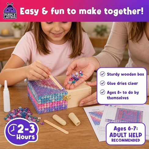 Jewelry Box Craft Kit for Girls Ages 8-12 - DIY Gem Mosaic Arts and Crafts in Saudi Arabia