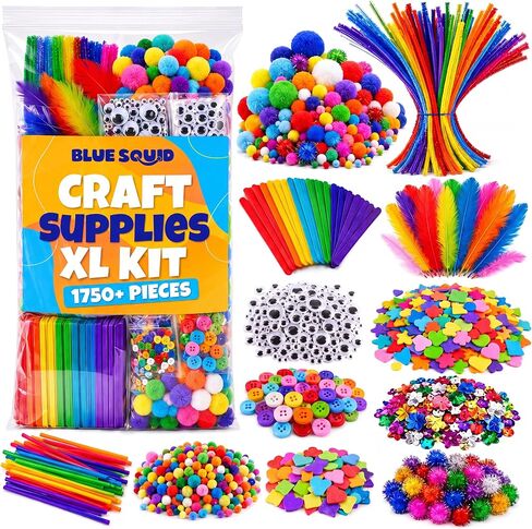Blue Squid 1750+pcs Craft Kits for Kids, Ages 4-9 Girl Boys Gifts Arts and Crafts for Kids Craft Kits Toys for 4-9 Year Old Girls Boys Birthday Presents Gifts Crafts for 4-10 Year Olds in Saudi Arabia