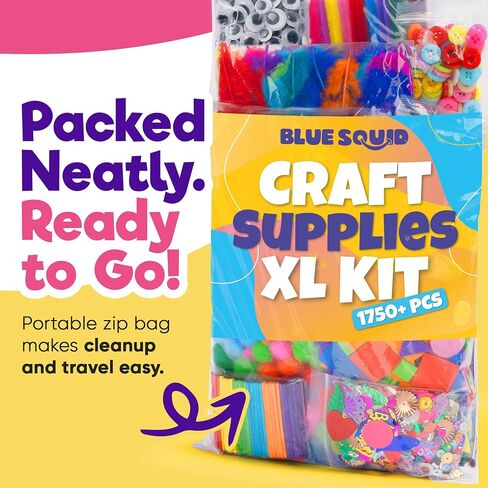 Blue Squid 1750+pcs Craft Kits for Kids, Ages 4-9 Girl Boys Gifts Arts and Crafts for Kids Craft Kits Toys for 4-9 Year Old Girls Boys Birthday Presents Gifts Crafts for 4-10 Year Olds in Saudi Arabia