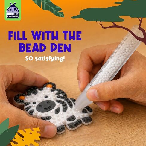 PURPLE LADYBUG My Beadstories Animal Bead Art Kit for Kids, Mosaic Craft Kit, Create 16 Story Pals with 10 Bead Colors, 6 Bead Pens and 3 Backgrounds, Creative Gift for Boys and Girls in Saudi Arabia
