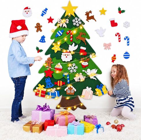 Felt Christmas Tree for Toddlers, DIY Wall Hanging Xmas Tree with Ornaments in Saudi Arabia