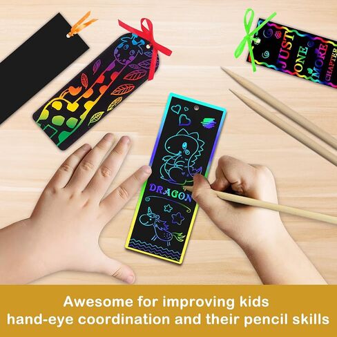 ZMLM Rainbow Scratch Paper Art Bookmarks for Kids Party Favors 36 Pack in Saudi Arabia