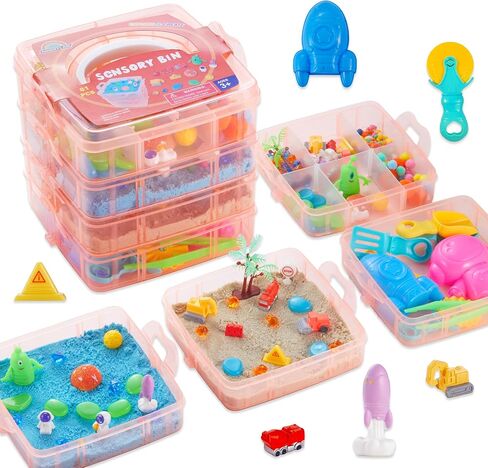 AGENTLAN Stackable Sensory Bin, Construction & Space Sensory Sand Play Set in Saudi Arabia