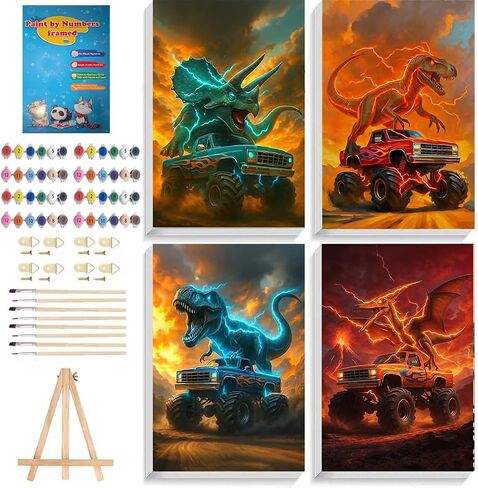 4 Pack Halloween Paint by Number for Kids with Wooden Frame and Easel in Saudi Arabia