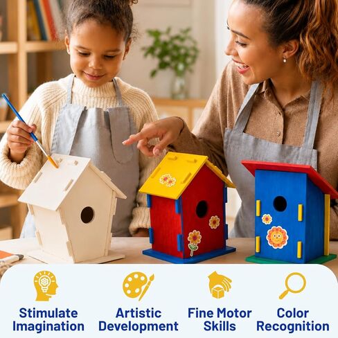 Neliblu [12 Pack] DIY Bird House Kits for Kids | 3 Unique Shapes & 2 Sizes in Kuwait