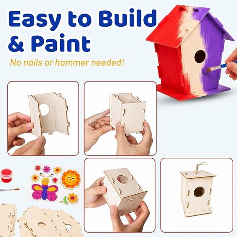Neliblu [12 Pack] DIY Bird House Kits for Kids | 3 Unique Shapes & 2 Sizes in Kuwait