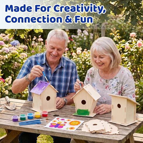 Neliblu [12 Pack] DIY Bird House Kits for Kids | 3 Unique Shapes & 2 Sizes in Kuwait