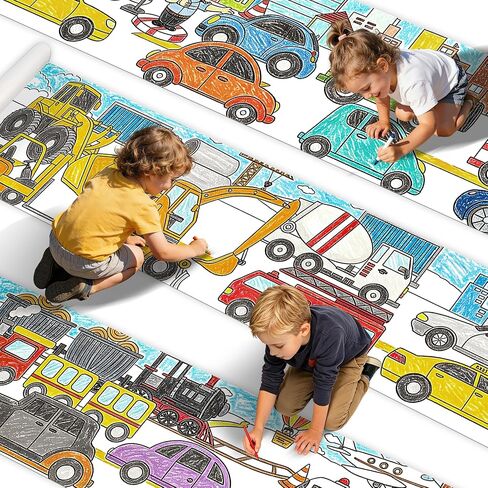 15"x118" Giant Sticky Coloring Paper Roll for Kids - DIY Children's Drawing Roll for Tablecloth & Wall Decor, Animal Themed Giant Sticky Coloring Paper Roll for Kids, Childrens Drawing Rolls in Saudi Arabia