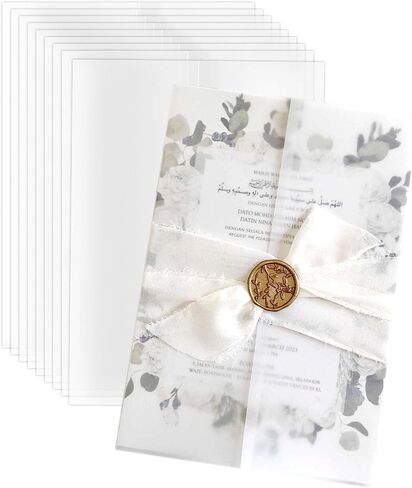 50 Pack Pre-Folded Vellum Jackets for 5x7 Invitations, Translucent in Kuwait