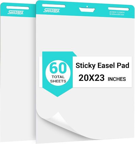 Chart Paper,Sticky Easel Pad for Teachers, 20x23 Inches,Anchor Flip Chart Paper with Lines,Heavyweight Self-Stick Flip Chart Paper, Residue-Free & EasyRemoval, 60 Sheets, 2 Pads in Kuwait