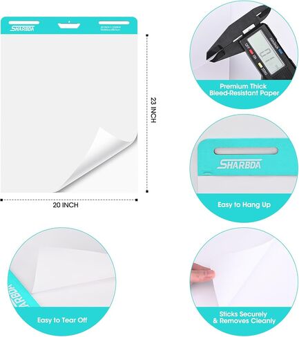 Chart Paper,Sticky Easel Pad for Teachers, 20x23 Inches,Anchor Flip Chart Paper with Lines,Heavyweight Self-Stick Flip Chart Paper, Residue-Free & EasyRemoval, 60 Sheets, 2 Pads in Kuwait
