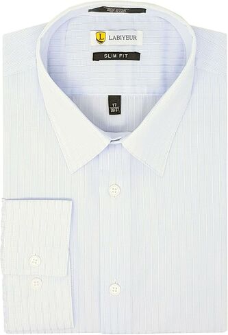 Labiyeur Slim Fit Semi Spread Collar Button Cuff Cotton Men's Dress Shirt in Kuwait